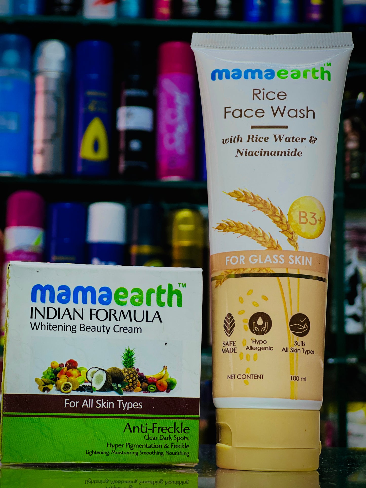 Mamaearth Skincare Bundle: Rice Face Wash & Whitening Beauty Cream