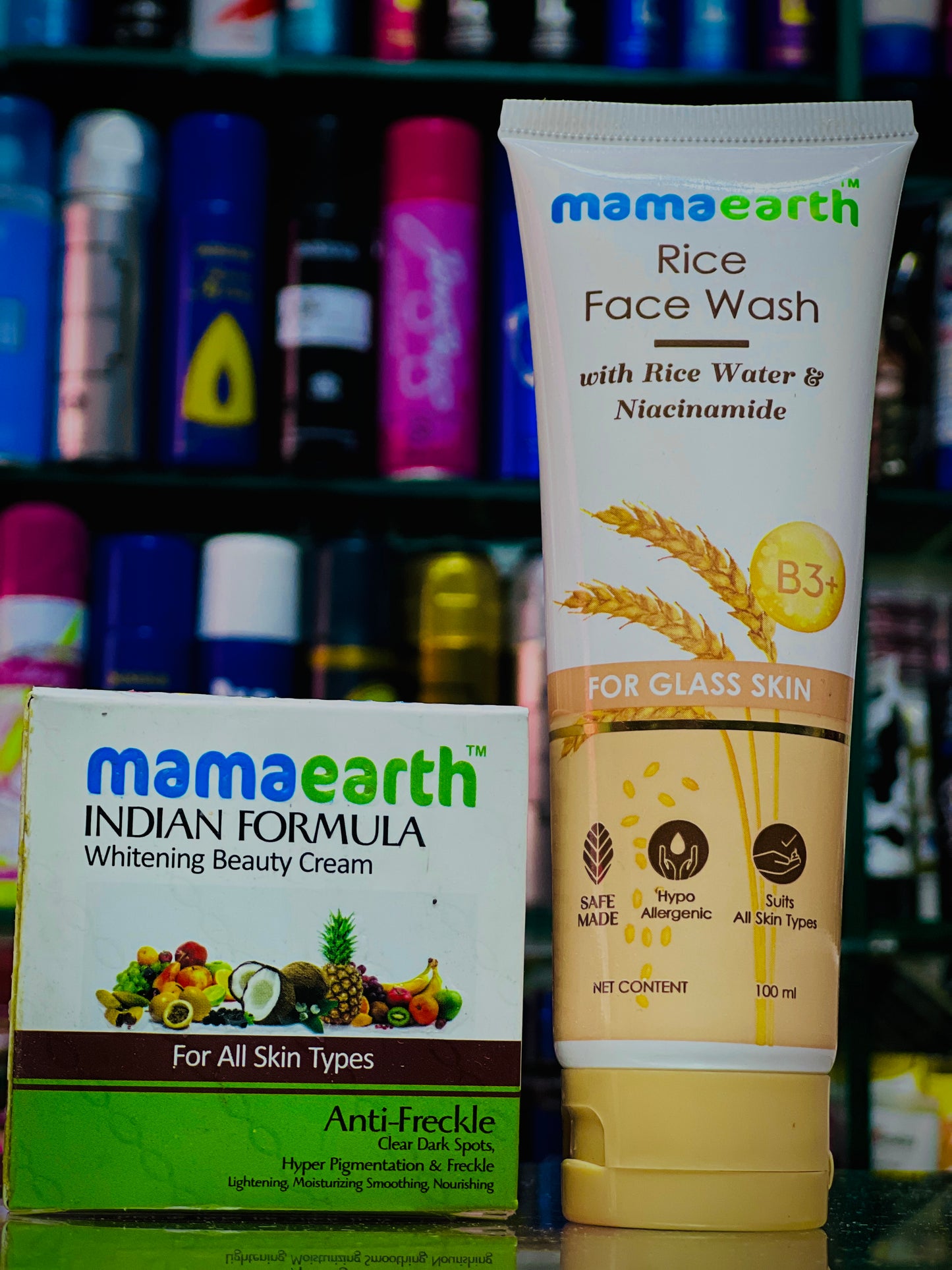 Mamaearth Skincare Bundle: Rice Face Wash & Whitening Beauty Cream